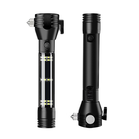 10 In 1 Emergency Solar Flashlight With Safety Hammer