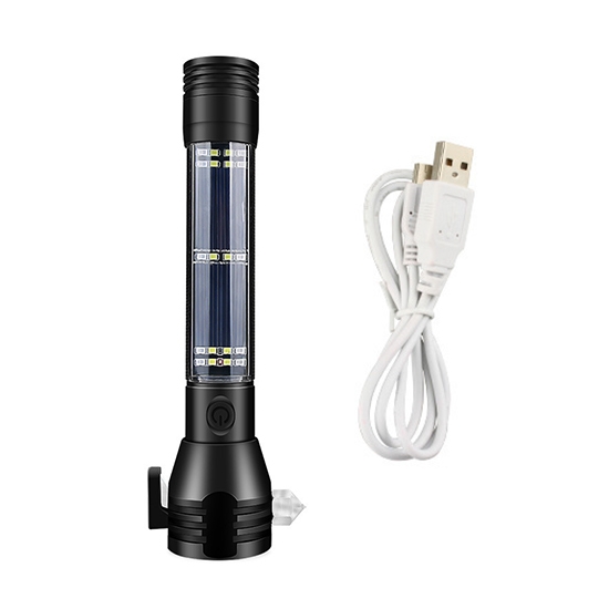10 In 1 Emergency Solar Flashlight With Safety Hammer