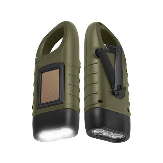 Solar Hand Crank Flashlight For Emergency Use