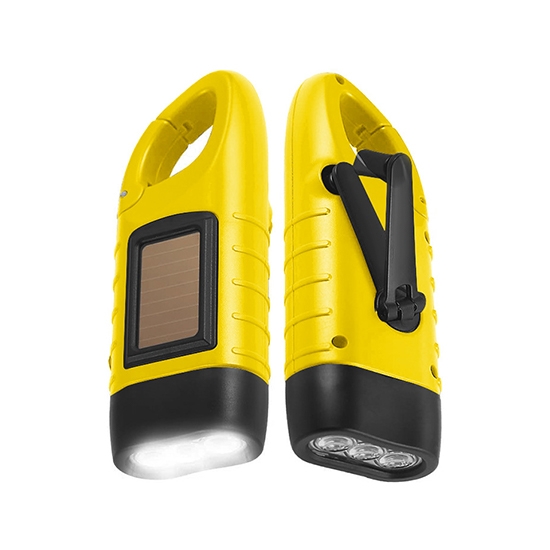 Solar Hand Crank Flashlight For Emergency Use