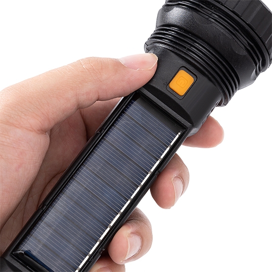 Portable Solar Flashlight With Side Light For Outdoor Use