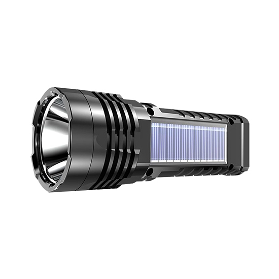 Solar Rechargeable Flashlight With Power Display