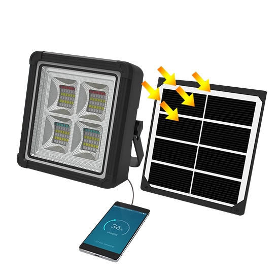 100W Rechargeable Solar Flood Light With Battery, 6000mAh